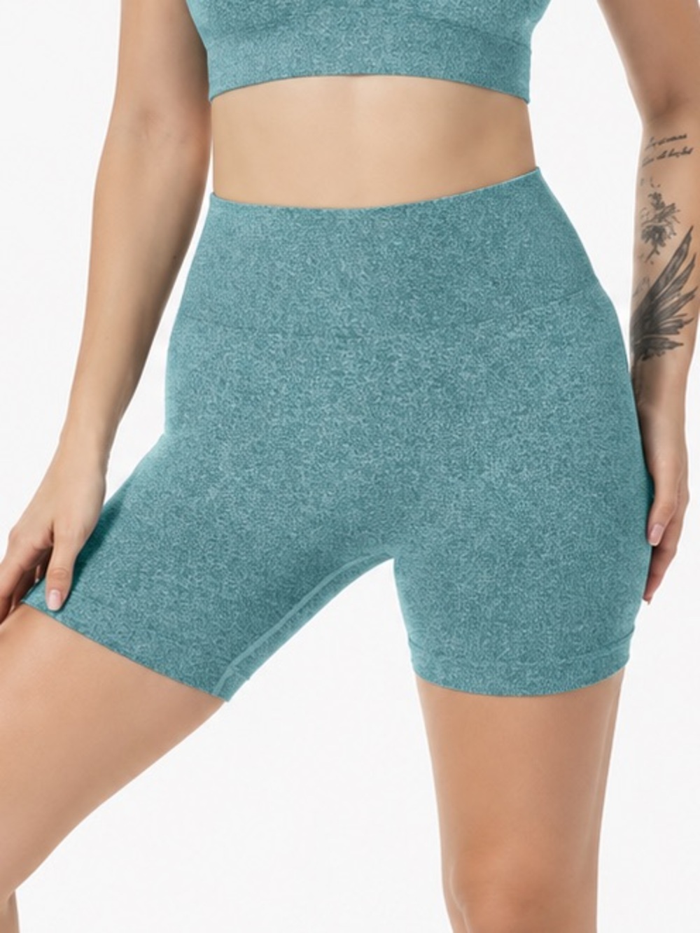 Seamless Teal High-Waist Bike Shorts